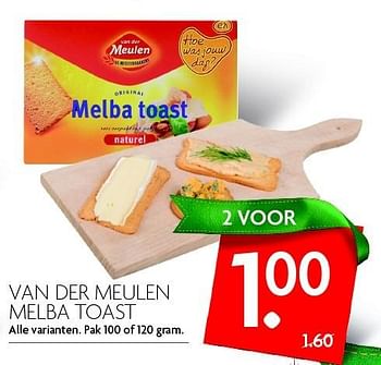 Aanbiedingen Van der meulen melba toast - Van der Meulen - Geldig van 13/12/2015 tot 19/12/2015 bij Deka Markt