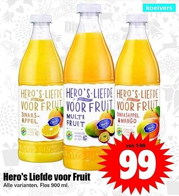 Aanbiedingen Hero`s liefde voor fruit - Huismerk - Dirk - Geldig van 13/12/2015 tot 19/12/2015 bij Lekker Doen
