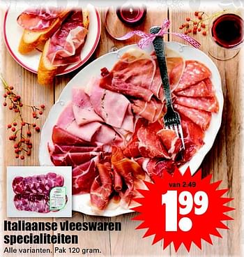 Aanbiedingen Italiaanse vleeswaren specialiteiten - Huismerk - Dirk - Geldig van 13/12/2015 tot 19/12/2015 bij Lekker Doen