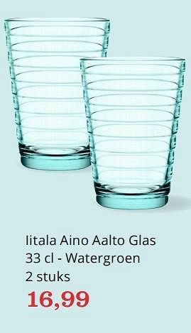 Aanbiedingen Iitala aino aalto glas 33 cl - watergroen - Iittala - Geldig van 07/12/2015 tot 23/12/2015 bij Bol