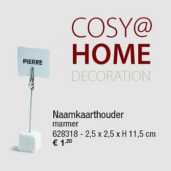 Aanbiedingen Naamkaarthouder marmer - Cosy@Home Decoration - Geldig van 15/12/2015 tot 12/01/2016 bij Supra Bazar