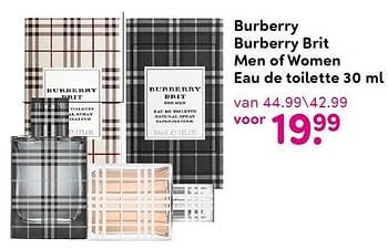 Aanbiedingen Burberry burberry brit men of women eau de toilette - Burberry - Geldig van 07/12/2015 tot 20/12/2015 bij da