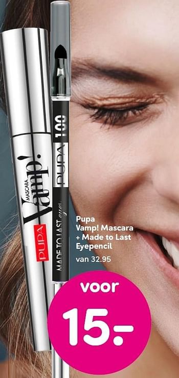 Aanbiedingen Pupa vamp! mascara + made to last eyepencil - PUPA - Geldig van 07/12/2015 tot 20/12/2015 bij da