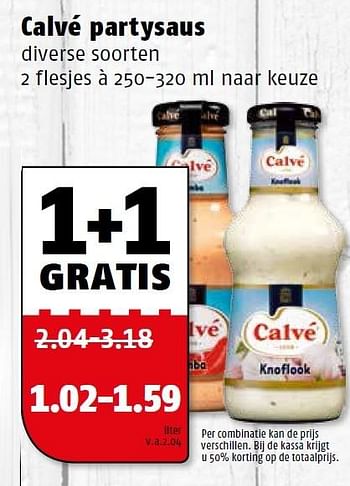 Aanbiedingen Calvé partysaus - Calve - Geldig van 14/12/2015 tot 20/12/2015 bij Poiesz