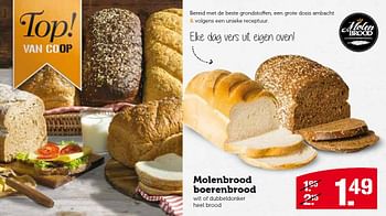 Aanbiedingen Molenbrood boerenbrood wit of dubbeldonker heel brood - Huismerk - Coop - Geldig van 14/12/2015 tot 20/12/2015 bij Coop