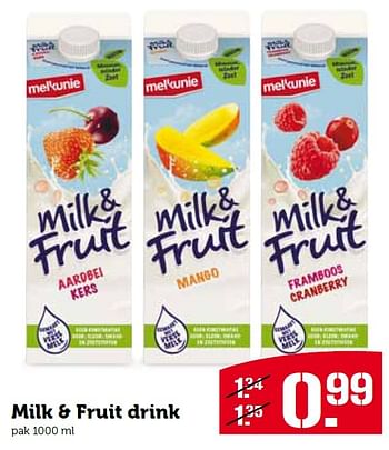 Aanbiedingen Milk + fruit drink - Melkunie - Geldig van 14/12/2015 tot 20/12/2015 bij Coop