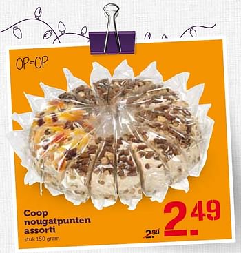 Aanbiedingen Coop nougatpunten assorti - Huismerk - Coop - Geldig van 14/12/2015 tot 20/12/2015 bij Coop