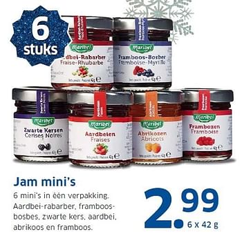 Aanbiedingen Jam mini`s 6 mini`s in één verpakking - Maribel - Geldig van 14/12/2015 tot 20/12/2015 bij Lidl