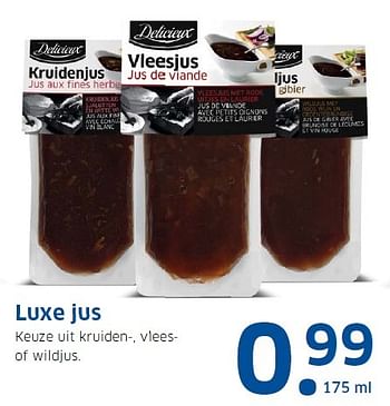Aanbiedingen Luxe jus keuze uit kruiden, vleesof wildjus - Delicieux - Geldig van 14/12/2015 tot 20/12/2015 bij Lidl
