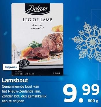 Aanbiedingen Lamsbout gemarineerde bout van het nieuw-zeelands lam - Deluxe - Geldig van 14/12/2015 tot 20/12/2015 bij Lidl