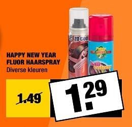 Aanbiedingen Happy new year fluor haarspray - Huismerk - Big Bazar - Geldig van 14/12/2015 tot 03/01/2016 bij Big Bazar