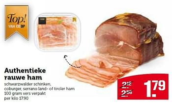 Aanbiedingen Authentieke rauwe ham - Huismerk - Coop - Geldig van 21/12/2015 tot 27/12/2015 bij Coop