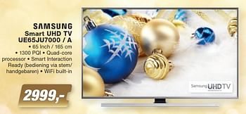Aanbiedingen Samsung smart uhd tv ue65ju7000 - a - Samsung - Geldig van 07/12/2015 tot 27/12/2015 bij ElectronicPartner