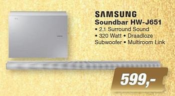 Aanbiedingen Samsung soundbar hw-j651 - Samsung - Geldig van 07/12/2015 tot 27/12/2015 bij ElectronicPartner