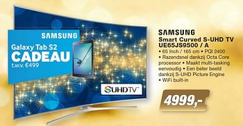 Aanbiedingen Samsung smart curved s-uhd tv ue65js9500 - a - Samsung - Geldig van 07/12/2015 tot 27/12/2015 bij ElectronicPartner