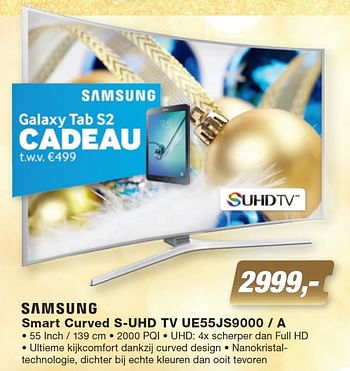 Aanbiedingen Samsung smart curved s-uhd tv ue55js9000 - a - Samsung - Geldig van 07/12/2015 tot 27/12/2015 bij ElectronicPartner
