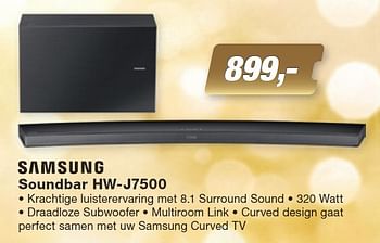 Aanbiedingen Samsung soundbar hw-j7500 - Samsung - Geldig van 07/12/2015 tot 27/12/2015 bij ElectronicPartner