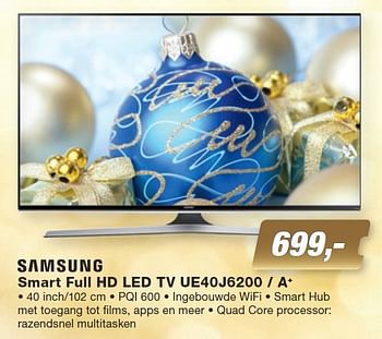 Aanbiedingen Samsung smart full hd led tv ue40j6200 - a+ - Samsung - Geldig van 07/12/2015 tot 27/12/2015 bij ElectronicPartner