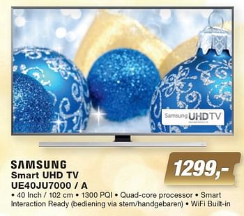 Aanbiedingen Samsung smart uhd tv ue40ju7000 - a - Samsung - Geldig van 07/12/2015 tot 27/12/2015 bij ElectronicPartner