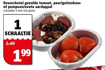 Aanbiedingen Ovenschotel gevulde tomaat, peer-geitenkaas of pompoen-zoete aardappel - Huismerk Poiesz - Geldig van 21/12/2015 tot 27/12/2015 bij Poiesz
