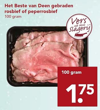 Aanbiedingen Het beste van deen gebraden rosbief of peperrosbief - Huismerk deen supermarkt - Geldig van 20/12/2015 tot 26/12/2015 bij Deen Supermarkten