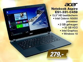 Aanbiedingen Acer notebook aspire es1-331-c459 - Acer - Geldig van 14/12/2015 tot 27/12/2015 bij ElectronicPartner