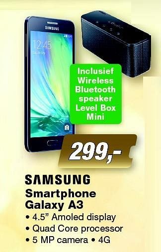 Aanbiedingen Samsung smartphone galaxy a3 - Samsung - Geldig van 14/12/2015 tot 27/12/2015 bij ElectronicPartner