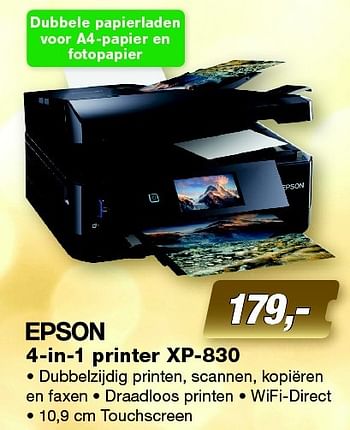 Aanbiedingen Epson 4-in-1 printer xp-830 - Epson - Geldig van 14/12/2015 tot 27/12/2015 bij ElectronicPartner