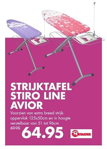 Aanbiedingen Strijktafel stiro line avior - Metaltex - Geldig van 28/12/2015 tot 17/01/2016 bij Multi Bazar