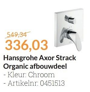 Aanbiedingen Hansgrohe axor strack organic afbouwdeel - Hansgrohe - Geldig van 01/01/2016 tot 31/01/2016 bij Sanitairwinkel