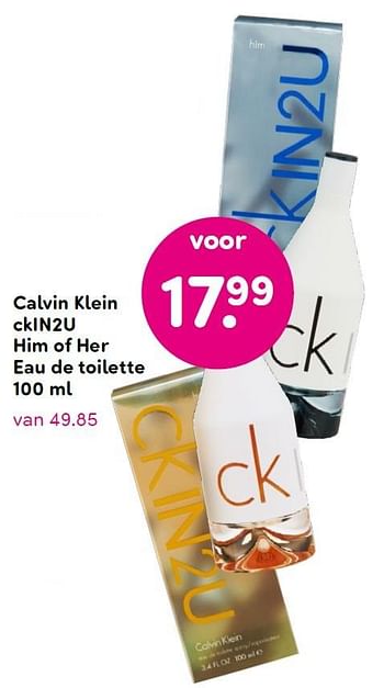 Aanbiedingen Calvin klein ckin2u him of her eau de toilette - Calvin Klein - Geldig van 14/12/2015 tot 27/12/2015 bij da