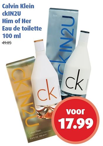 Aanbiedingen Calvin klein ckin2u him of her eau de toilette - Calvin Klein - Geldig van 14/12/2015 tot 27/12/2015 bij Uw eigen drogist
