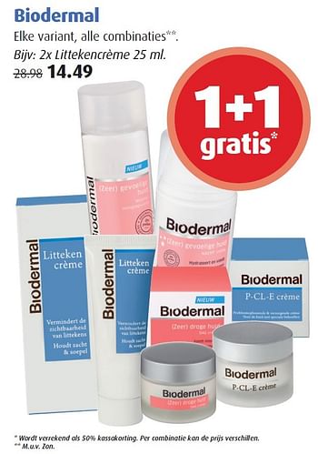 Aanbiedingen Biodermal 2x littekencrème - Biodermal - Geldig van 14/12/2015 tot 27/12/2015 bij Uw eigen drogist
