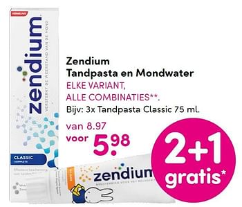 Aanbiedingen Zendium tandpasta en mondwater - Zendium - Geldig van 14/12/2015 tot 27/12/2015 bij da