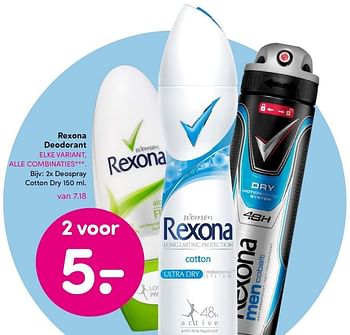 Aanbiedingen Rexona deodorant - Rexona - Geldig van 14/12/2015 tot 27/12/2015 bij da