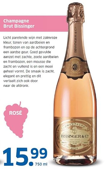 Aanbiedingen Champagne brut bissinger - Champagne - Geldig van 21/12/2015 tot 27/12/2015 bij Lidl
