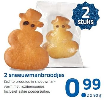 Aanbiedingen 2 sneeuwmanbroodjes - Huismerk - Lidl - Geldig van 21/12/2015 tot 27/12/2015 bij Lidl