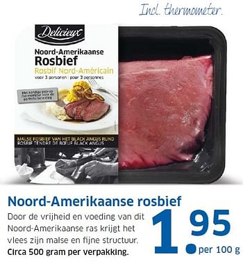Aanbiedingen Noord-amerikaanse rosbief - Delicieux - Geldig van 21/12/2015 tot 27/12/2015 bij Lidl