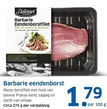 Aanbiedingen Barbarie eendenborst - Delicieux - Geldig van 21/12/2015 tot 27/12/2015 bij Lidl