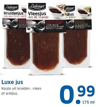 Aanbiedingen Luxe jus keuze uit kruiden, vleesof wildjus - Delicieux - Geldig van 21/12/2015 tot 27/12/2015 bij Lidl
