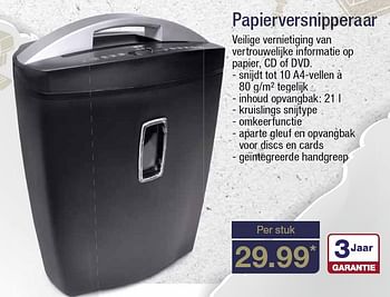 Aanbiedingen Papierversnipperaar - Huismerk - Aldi - Geldig van 23/12/2015 tot 29/12/2015 bij Aldi