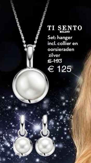 Aanbiedingen Set: hanger incl. collier en oorsieraden zilver - Ti Sento - Geldig van 13/12/2015 tot 31/12/2015 bij Siebel Juweliers