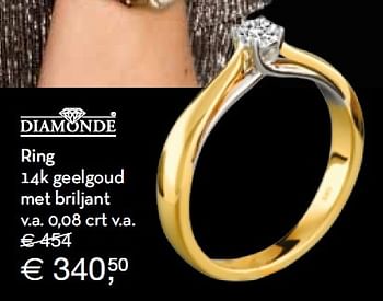 Aanbiedingen Ring 14k geelgoud met briljant v.a. 0,08 crt v.a - Diamonde - Geldig van 13/12/2015 tot 31/12/2015 bij Siebel Juweliers