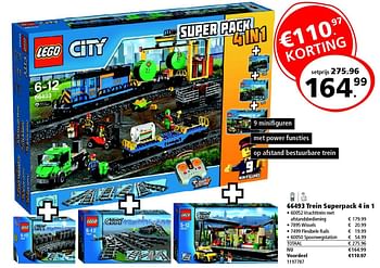 Aanbiedingen 66493 trein superpack 4 in 1 - Lego - Geldig van 19/12/2015 tot 31/12/2015 bij Intertoys