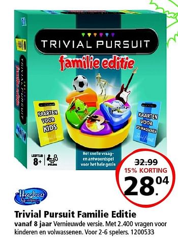 Aanbiedingen Trivial pursuit familie editie - Hasbro - Geldig van 19/12/2015 tot 31/12/2015 bij Intertoys
