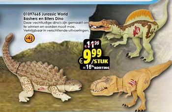 Aanbiedingen Jurassic world bashers en biters dino - Jurassic World - Geldig van 02/01/2016 tot 17/01/2016 bij ToyChamp