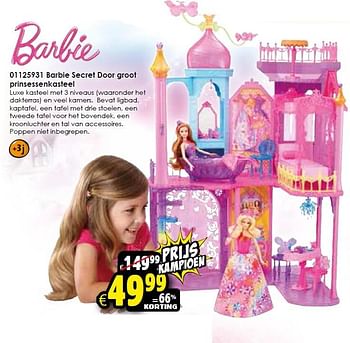 Aanbiedingen Barbie secret door groot prinsessenkasteel - Mattel - Geldig van 02/01/2016 tot 17/01/2016 bij ToyChamp