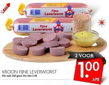 Aanbiedingen Kroon fijne leverworst - Kroon - Geldig van 27/12/2015 tot 02/01/2016 bij Deka Markt