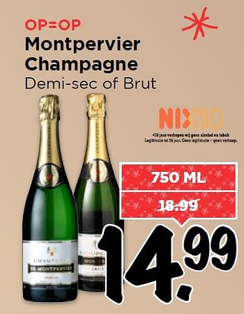 Aanbiedingen Montpervier champagne demi-sec of brut - Champagne - Geldig van 28/12/2015 tot 02/01/2016 bij Vomar