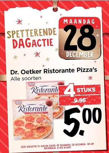 Aanbiedingen Dr. oetker ristorante pizza`s - Dr. Oetker - Geldig van 28/12/2015 tot 02/01/2016 bij Vomar